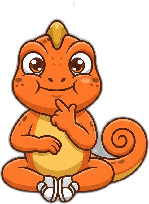 Niner the chameleon thinking about the next move